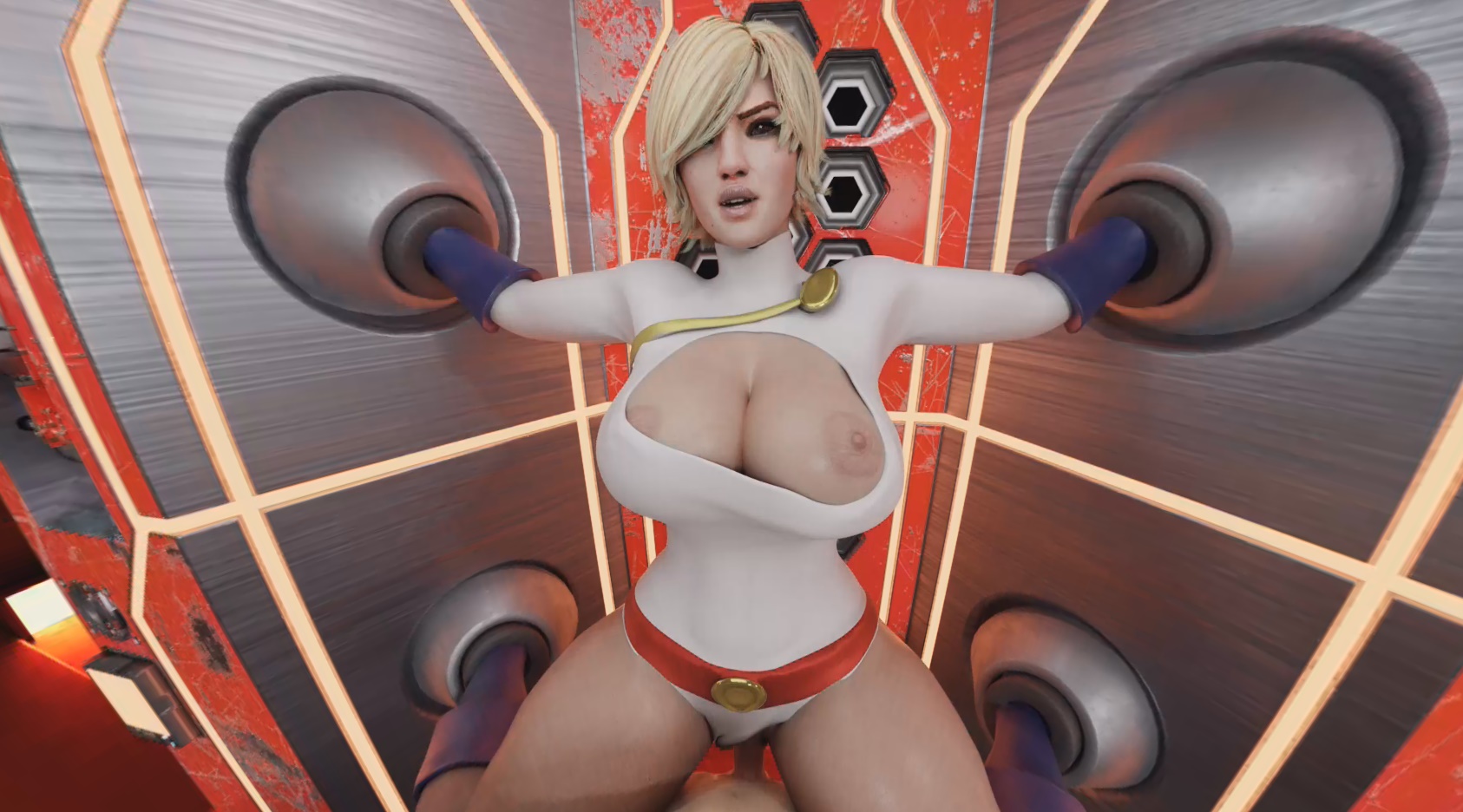 Powergirl is Stuck and Needs a Way to Pass Time (A XXX Parody)